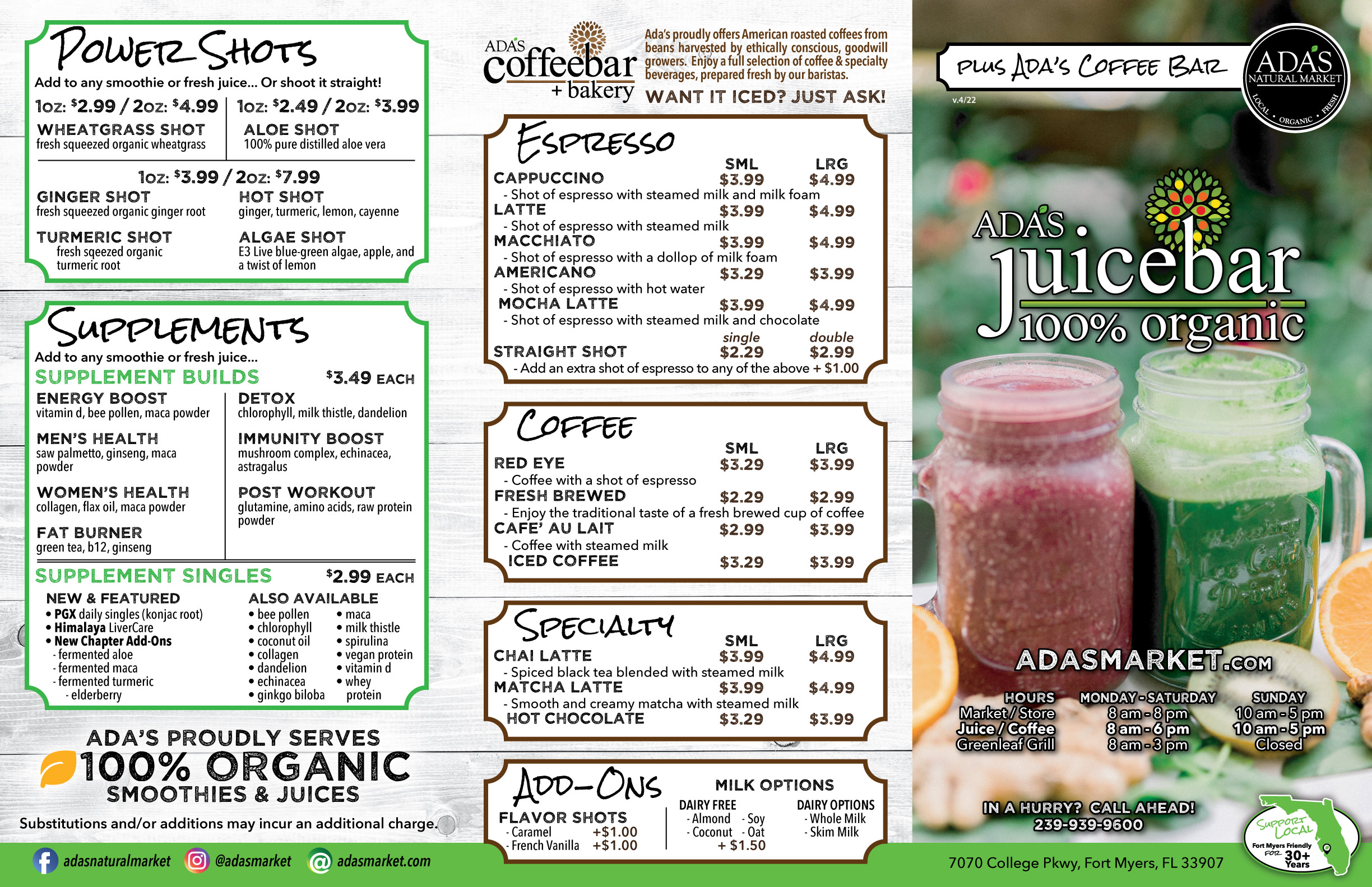 journey juice menu